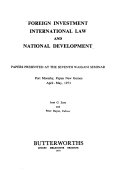 Foreign Investment International Law And National Development