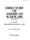 Directory Of American Scholars Philosophy Religion And Law