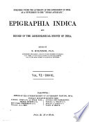 Epigraphia Indica and Record of the Arch  ological Survey of India Book