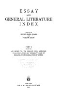 Essay and General Literature Index