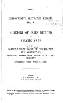 Commonwealth Arbitration Reports Book