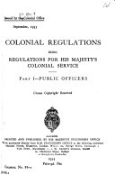 Colonial Regulations for His Majesty s Colonial Service     Book