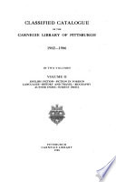 Classified Catalogue of the Carnegie Library of Pittsburgh Book