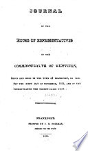 Journal of the House of the General Assembly of the Commonwealth of Kentucky...