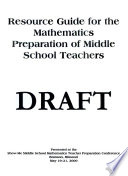 Resource Guide for the Mathematics Preparation of Middle School Teachers