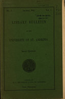 Library Bulletin of the University of St. Andrews
