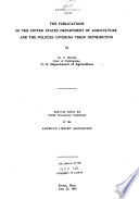 The Publications Of The United States Department Of Agriculture And The Policies Covering Their Distribution