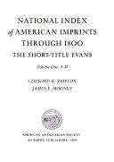 National Index of American Imprints Through 1800