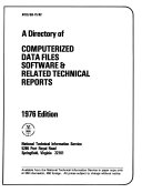 A Directory Of Computerized Data Files Software Related Technical Reports