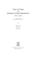 The Letters of Peter Le Page Renouf  1822 1897   Besan  on  1846 1854 