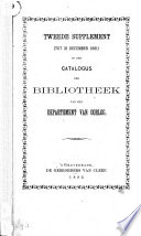 Supplement Op Den Catalogus Der Bibliotheek Van Het Departement Van Oorlog