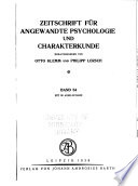 Zeitschrift für angewandte Psychologie und Charakterkunde