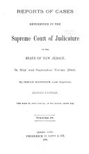 Reports of Cases Determined in the Supreme Court of Judicature of the State of New Jersey