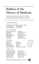 Bulletin of the History of Medicine Book