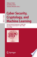Cyber Security  Cryptology  and Machine Learning