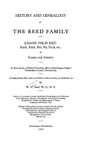 History and Genealogy of the Reed Family