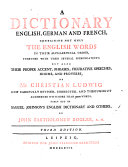 A Dictionary English, German and French