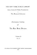 Dictionary Catalog Of The Rare Book Division