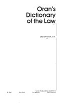 Oran s Dictionary of the Law