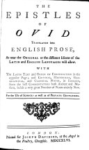 The Epistles of Ovid  tr  into Engl  prose  with the Lat  text  and notes