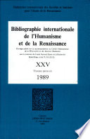 Bibliographie Internationale De L Humanisme Et De La Renaissance 25 Travaux Parus En 1989