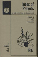Index Of Patents 1997 Issued From The United States Patent And Trademark Office