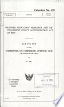 Weather Mitigation Research And Development Policy Authorization Act Of 2009