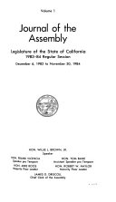 Journal of the Assembly, Legislature of the State of California