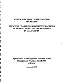 Memorandum of Understanding Regarding Efficient Water Management Practices by Agricultural Water Suppliers in California