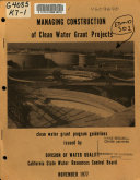 Managing Construction of Clean Water Grant Projects