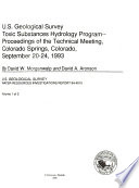 U.S. Geological Survey Toxic Substances Hydrology Program