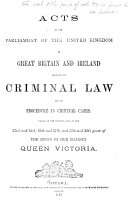 Acts of the Parliament of the Dominion of Canada Relating to Criminal Law and to Procedure in Criminal Cases
