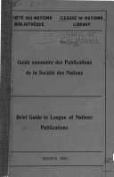 Brief guide to the League of Nations publications
