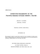 Annotated Bibliography of the Training Research Division Reports (1950-1969)