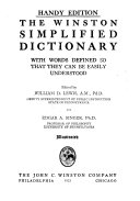 The Winston Simplified Dictionary Book