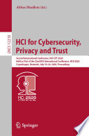 HCI for Cybersecurity  Privacy and Trust Book