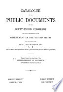 Catalogue Of The Public Documents Of The Congress And Of All Departments Of The Government Of The United States