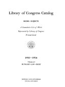 Library of Congress Catalogs Book
