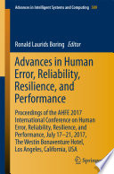 Advances in Human Error  Reliability  Resilience  and Performance Book