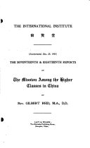 Report of the Mission Among the Higher Classes in China