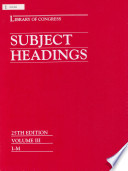Library of Congress Subject Headings Book