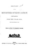 Reports of the Minister of Education by Ontario. Department of Education PDF