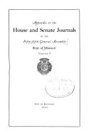 Appendix to the House and Senate Journals of the General Assembly, State of Missouri