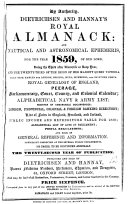 Hannay & Dietrichsen's almanack [afterw.] Dietrichsen and Hannay's royal almanack and nautical and astronomical ephemeris