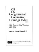 Cis Us Congressional Committee Hearings Index
