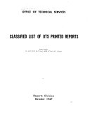 Classified List of OTS Printed Reports