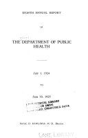 Annual report (Illinois. Dept. of Public Health). v. 8, 1924/25