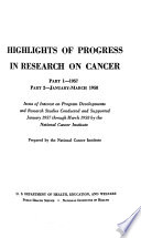 Highlights of Progress in Research on Cancer