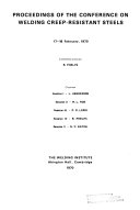 Proceedings of the Conference on Welding Creep-Resistant Steels, 17-18 February, 1970