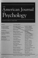 The American Journal Of Psychology